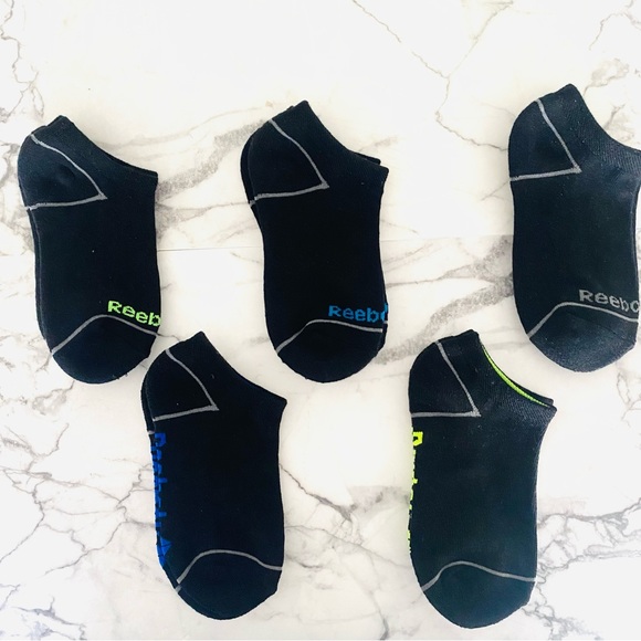 😄Kids (6 Pack) Reebok Black Low-Cut Black Socks SZ (M) - Picture 3 of 6